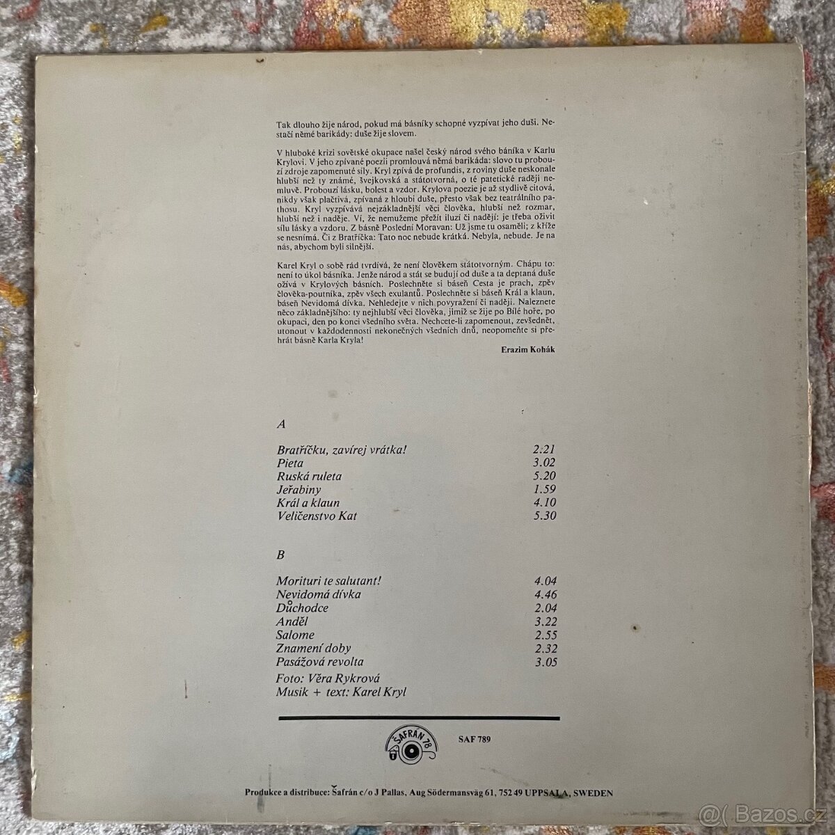 Kryl Bratříčku, zavirej vrátka Šafrán Exil rarita - 2