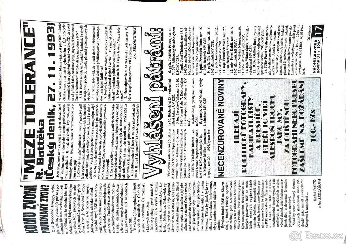 NECENZUROVANÉ NOVINY 1994 - 2
