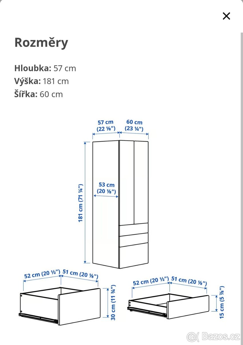 Šatní skříň IKEA SMÅSTAD / PLATSA - 2