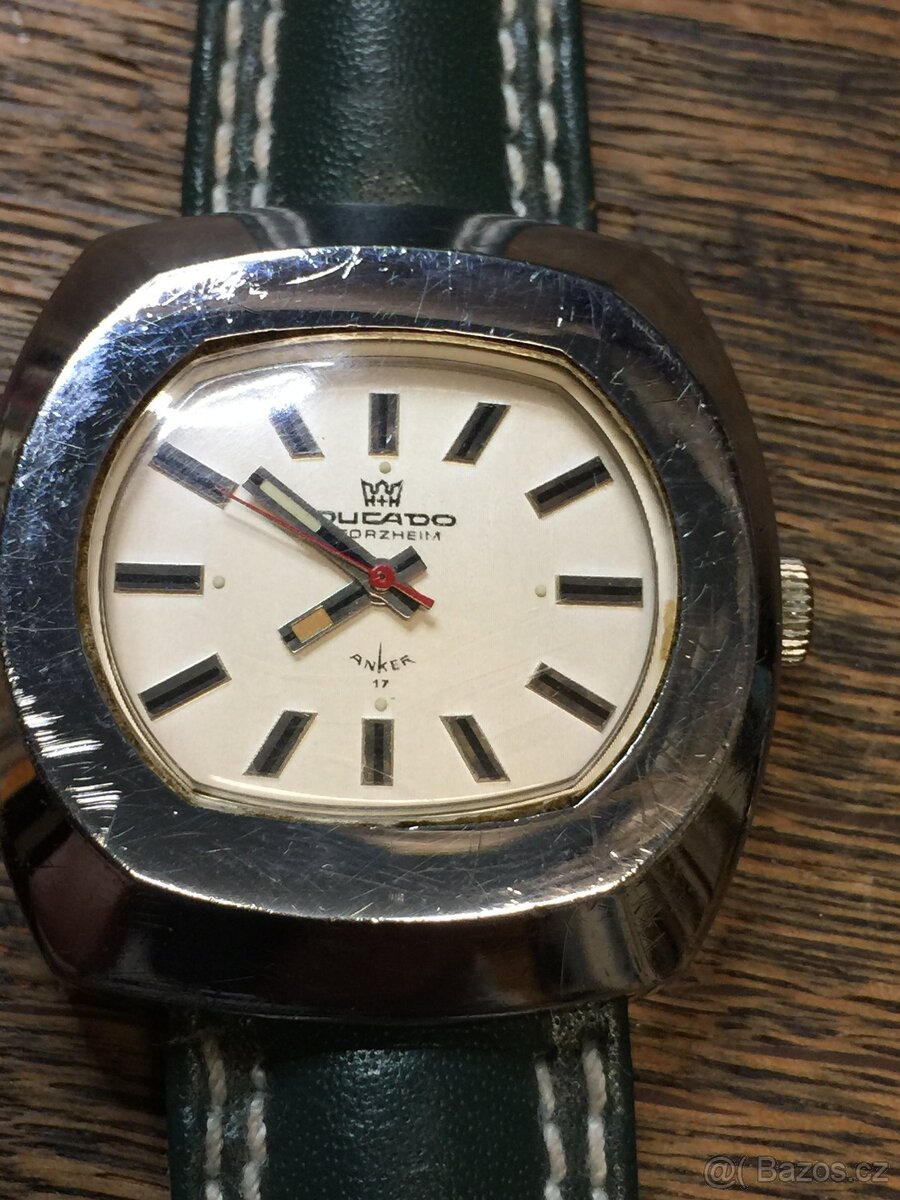 Retro hodinky Ducado Pforzheim Anker kožený řemínek - 2