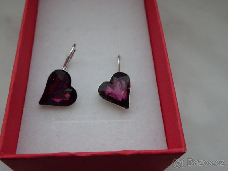 Náušnice SwarovskiI Crystal srdíčka - 2
