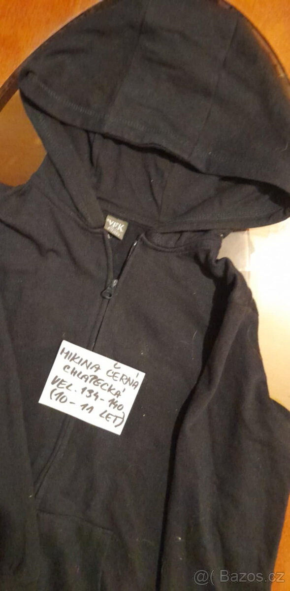 Mikina chlapecká s kapucí, vel.134-140, černá - 2