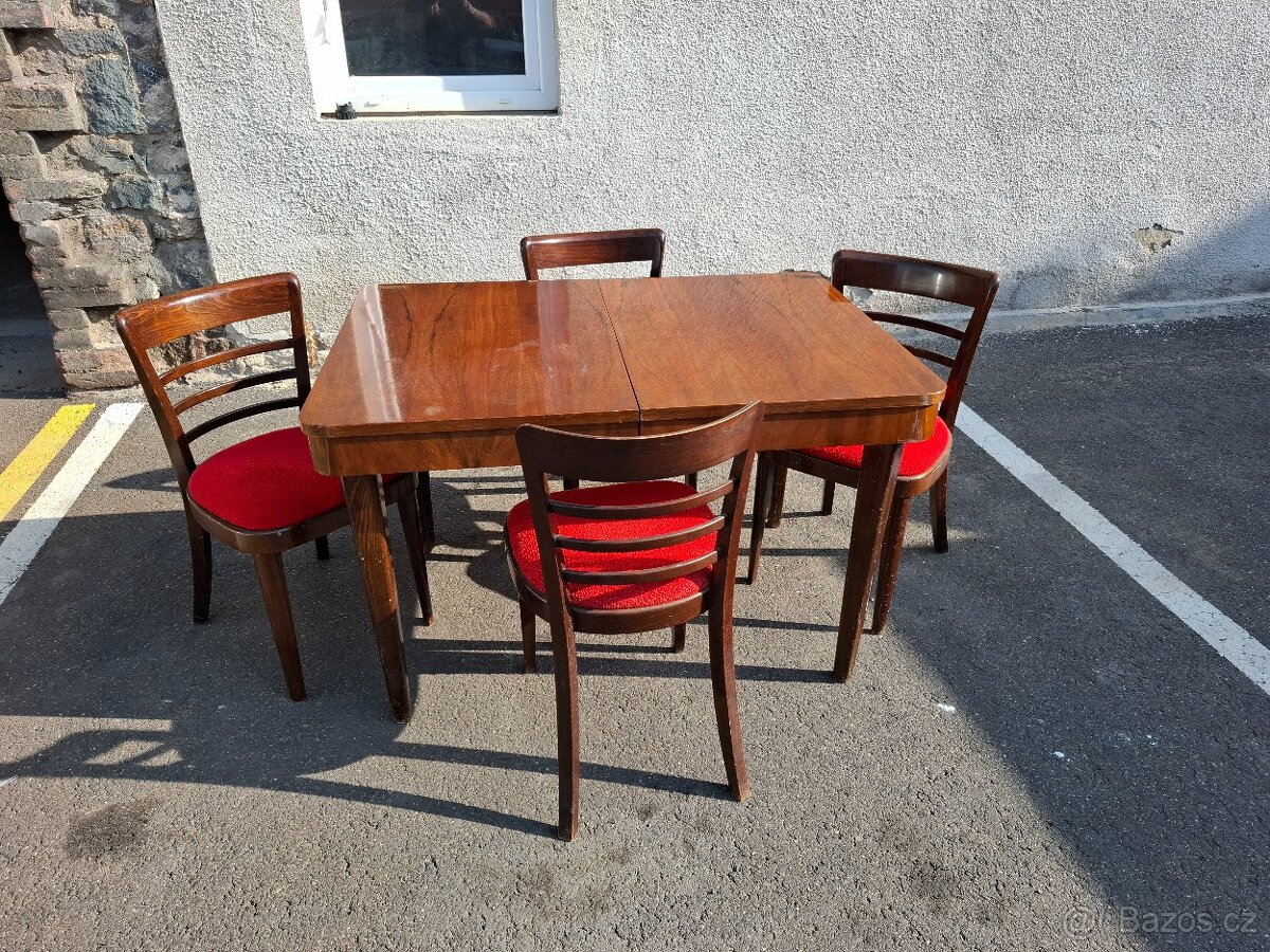 Jídelní stůl Halabala + židle Ton - 2