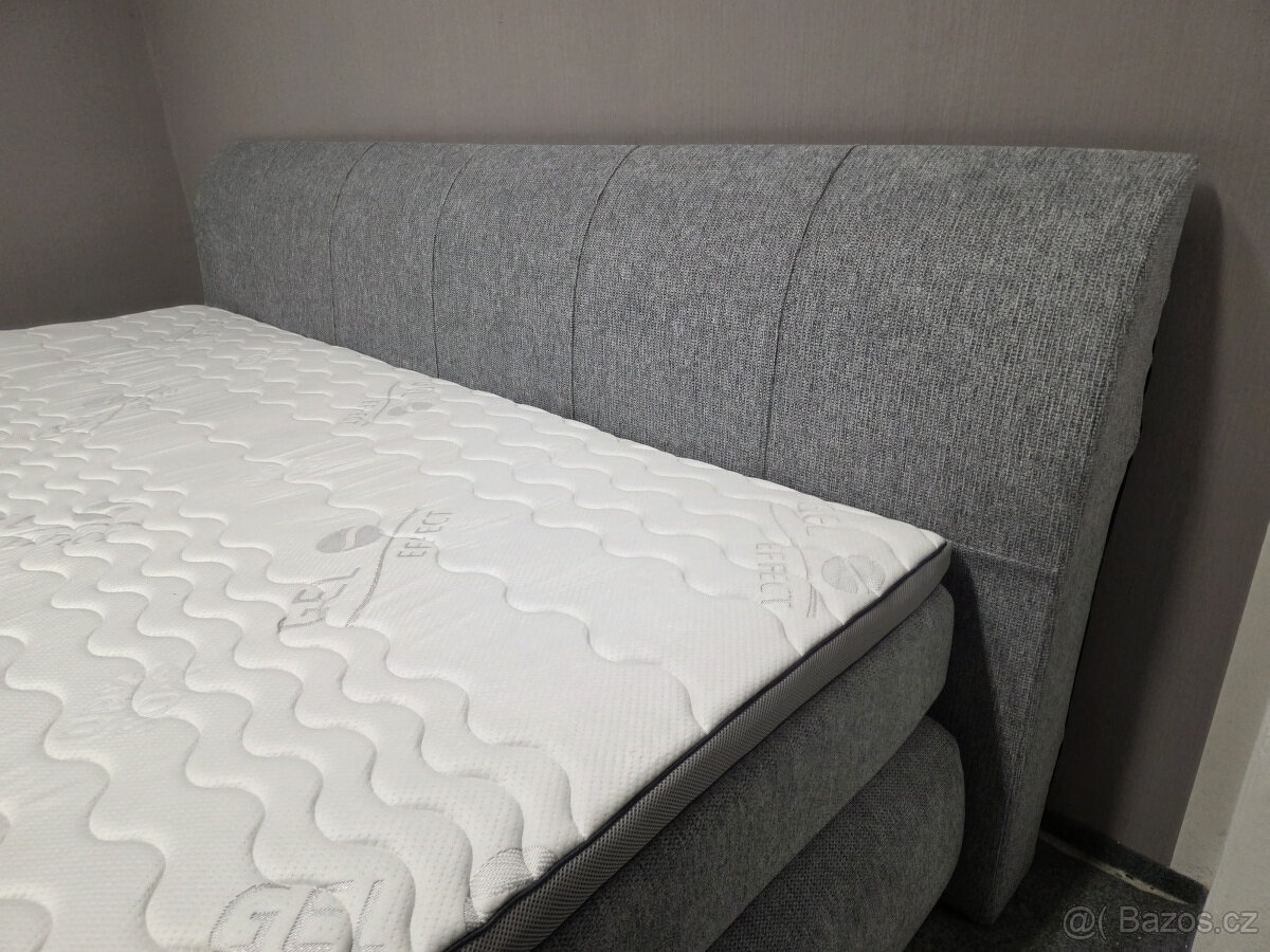 Nová EXTRA VELKÁ boxspring postel 240x200 cm šedá - 2