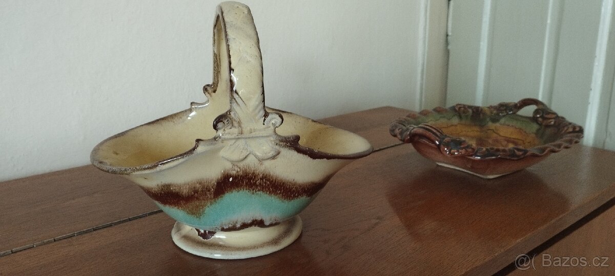 Kameninová miska Art-deco + košík - 2