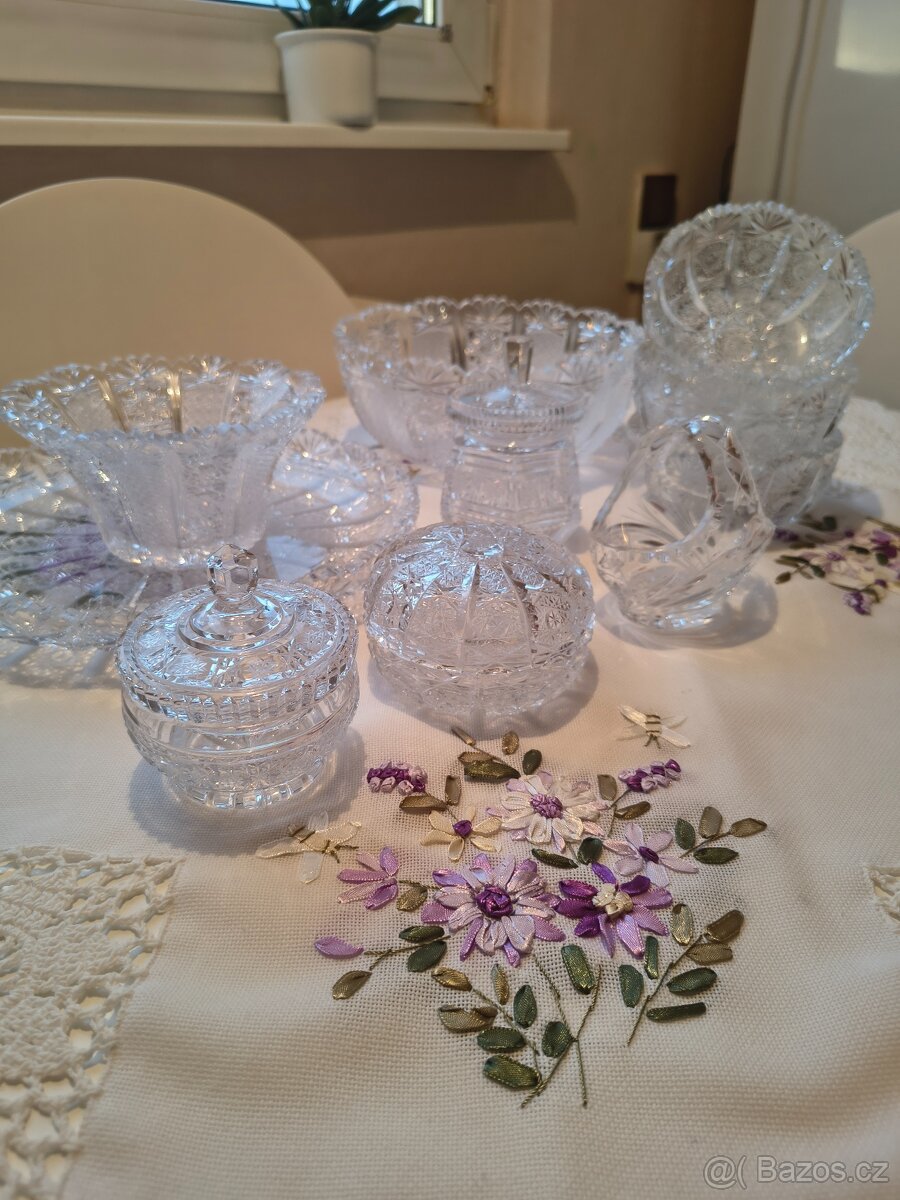 České broušené sklo - sada 10 kusů - 2