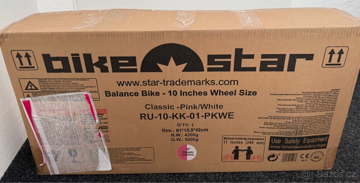 Bikestar bezpečné odrážedlo 10´´ Pink White - zabalené - 2
