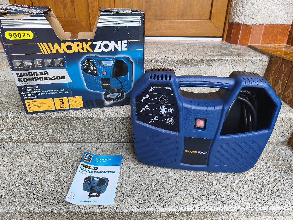 Prodám NEPOUŽITÝ kufříkový kompresor Workzone -8 bar. - 2