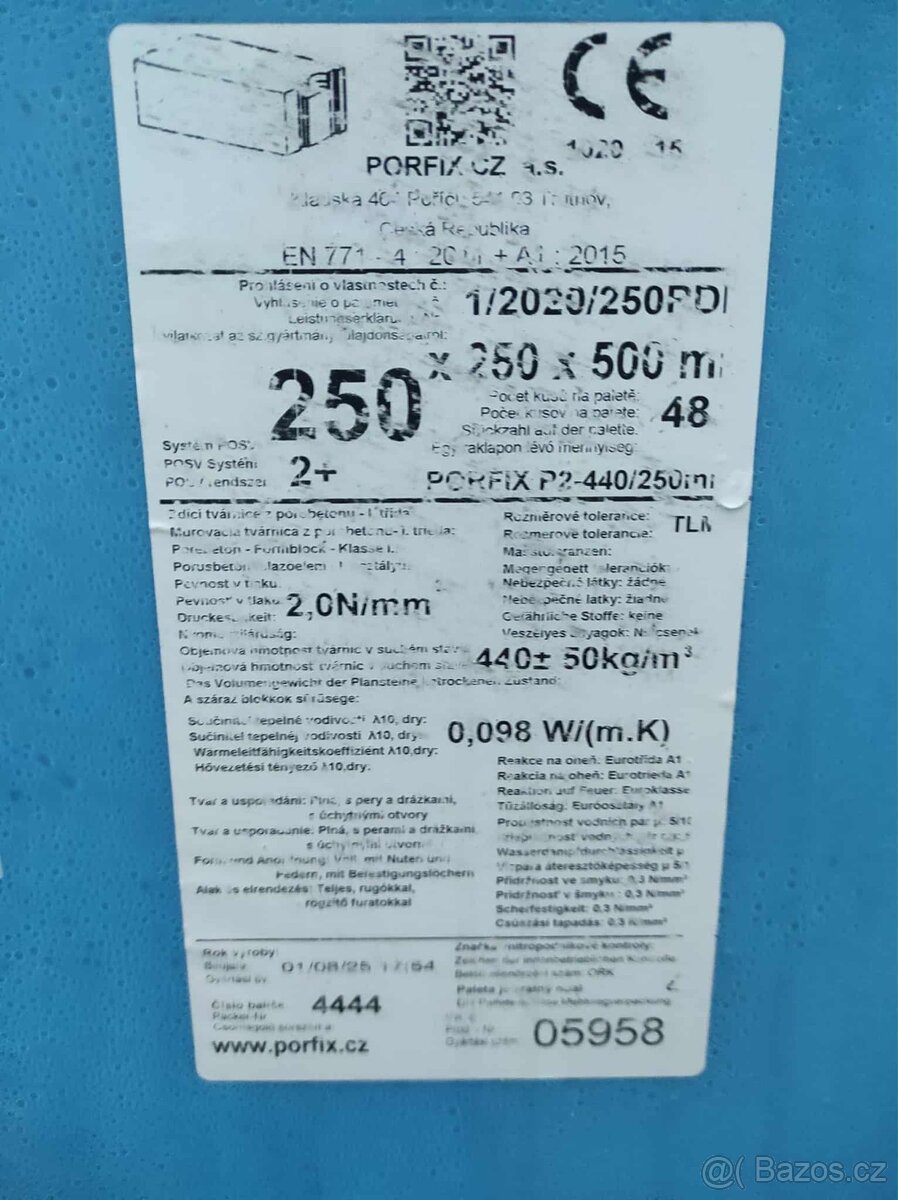 Zdivo Porfix příčkové cihly - 2