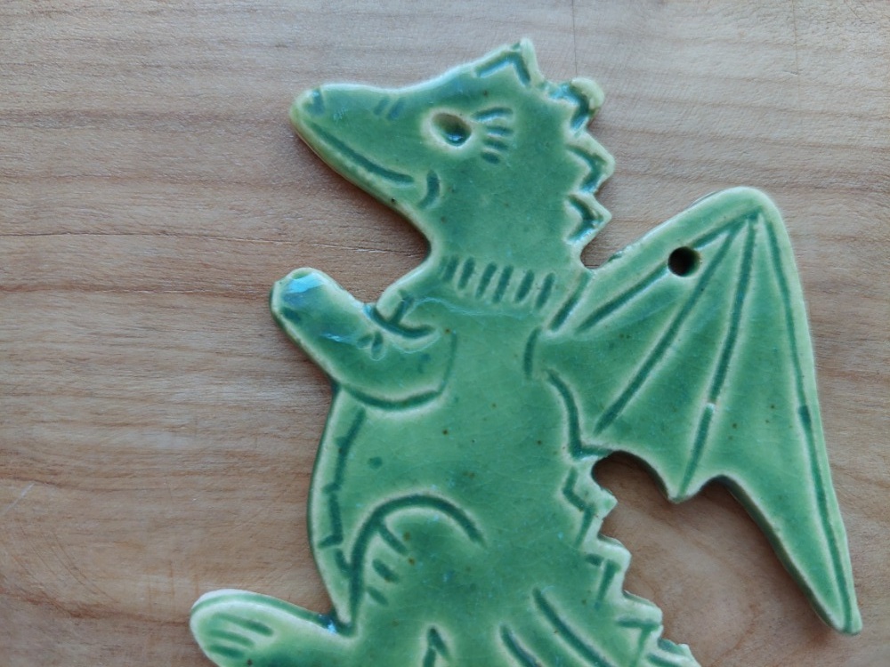 Drak dráček - nová keramická ozdoba, ručně malovaná originál - 2