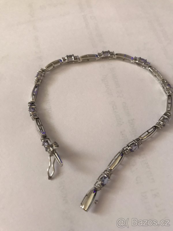 Zlatý náramek s diamanty a tanzanity - 2