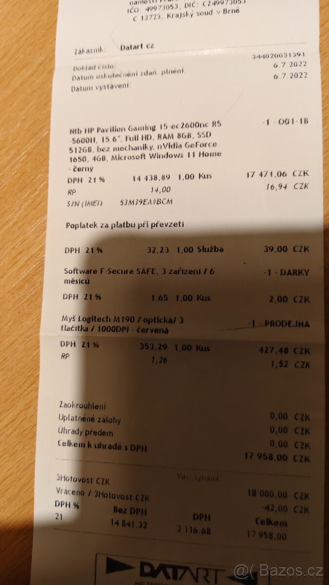 Prodám herní notebook HP gaming 15 pavilon - 2