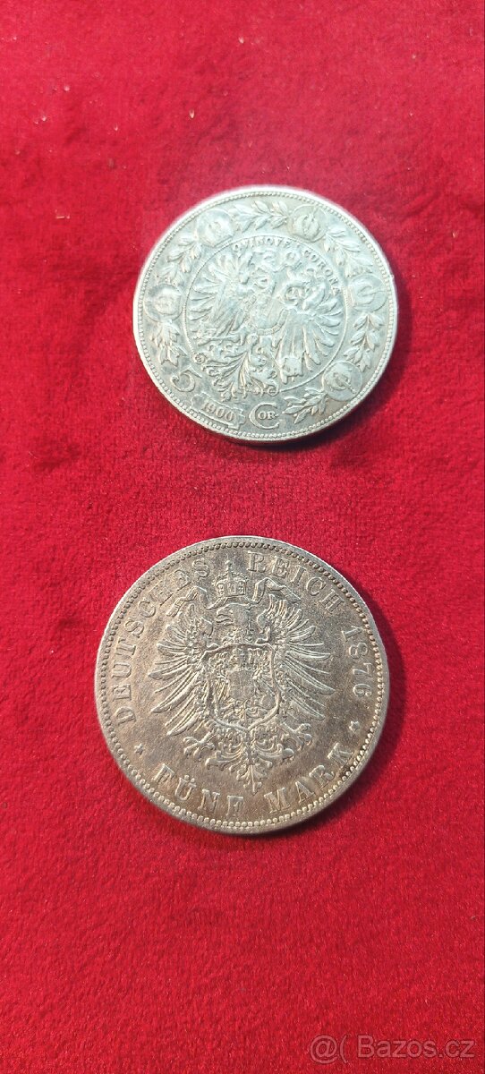 Mince 5 Corona 1900 a 5 Marka 1876 - 2