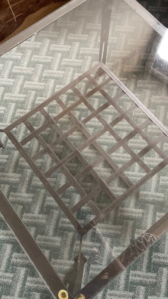 Konferenční stolek kov + sklo - 2