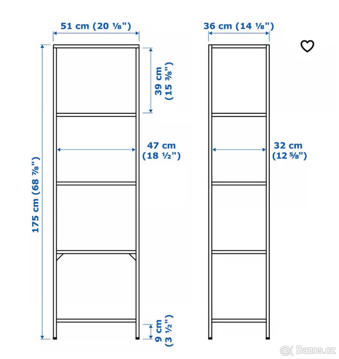 VITTSJÖ Policový díl, černohnědá/sklo, 51x175 cm - 2