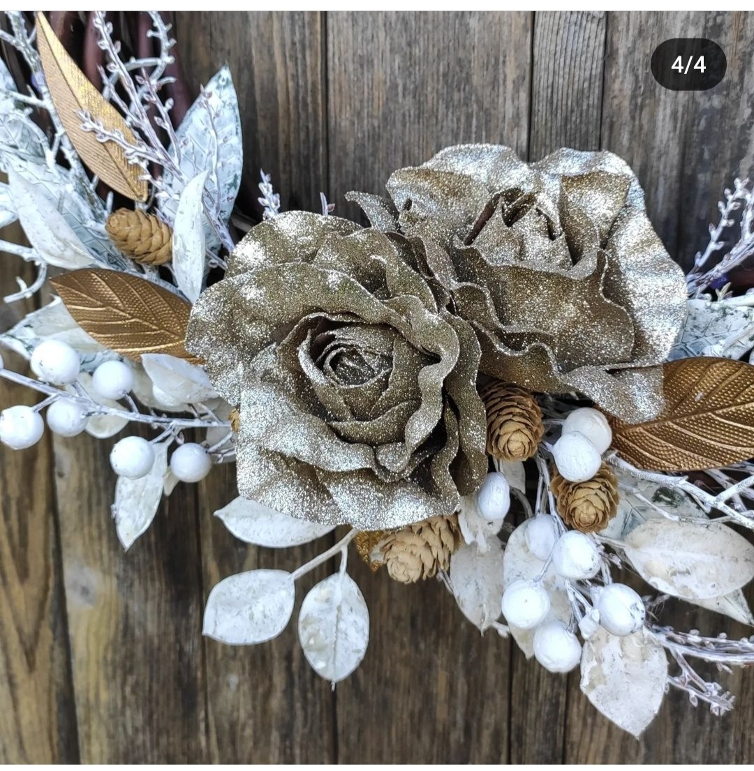 Zimní vánoční věnec, průměr 40cm, s materiálem 54cm - 2