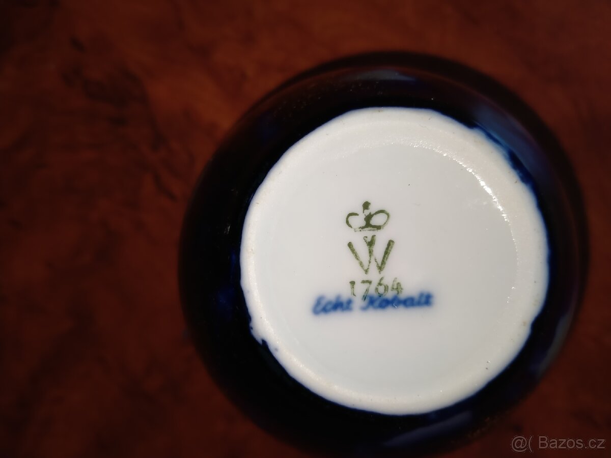 Porcelán kobalt vázičky a mističky - 2