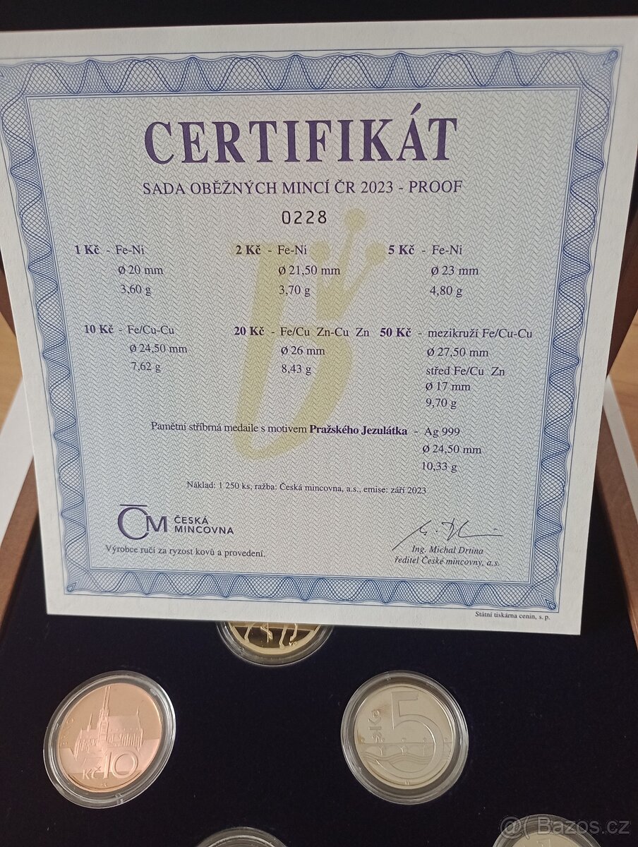 Sada oběžných mincí 2023, dřevěná kazeta, proof - 2