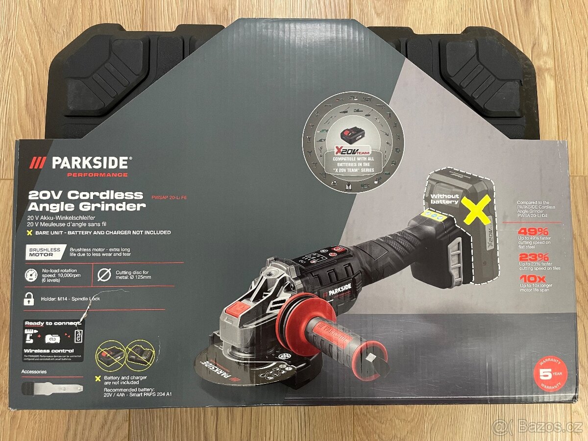 Parkside Performance - Aku úhlová bruska PWSAP 20-Li F6 Nova - 2