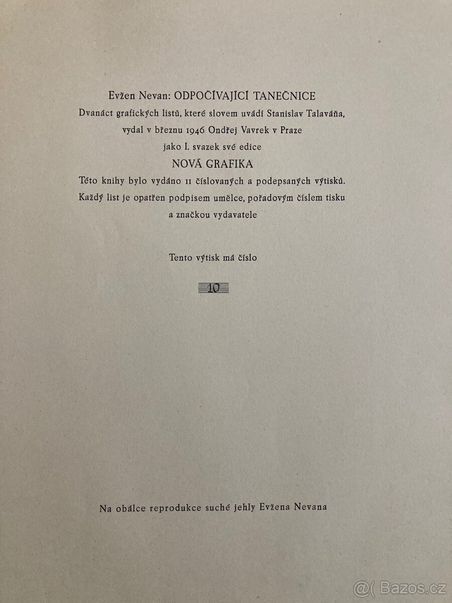 E. Nevan - Odpočívající tanečnice (12 grafík), 1946 - 2