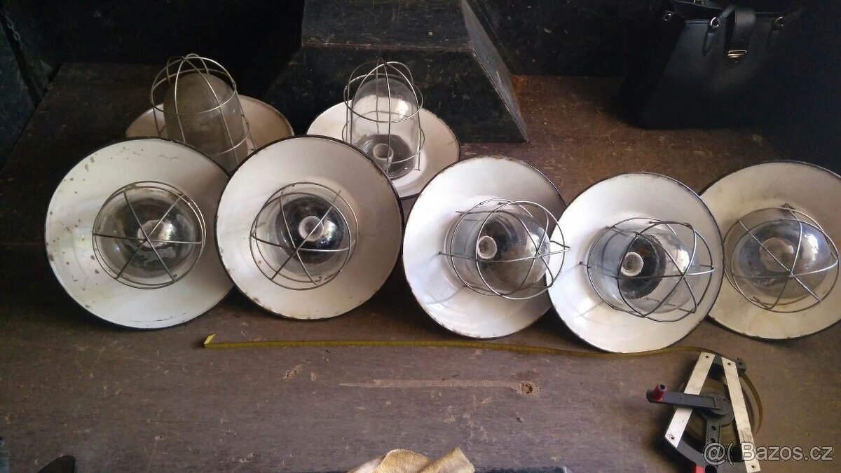 industriální lampa smaltovaná, litinová - 2