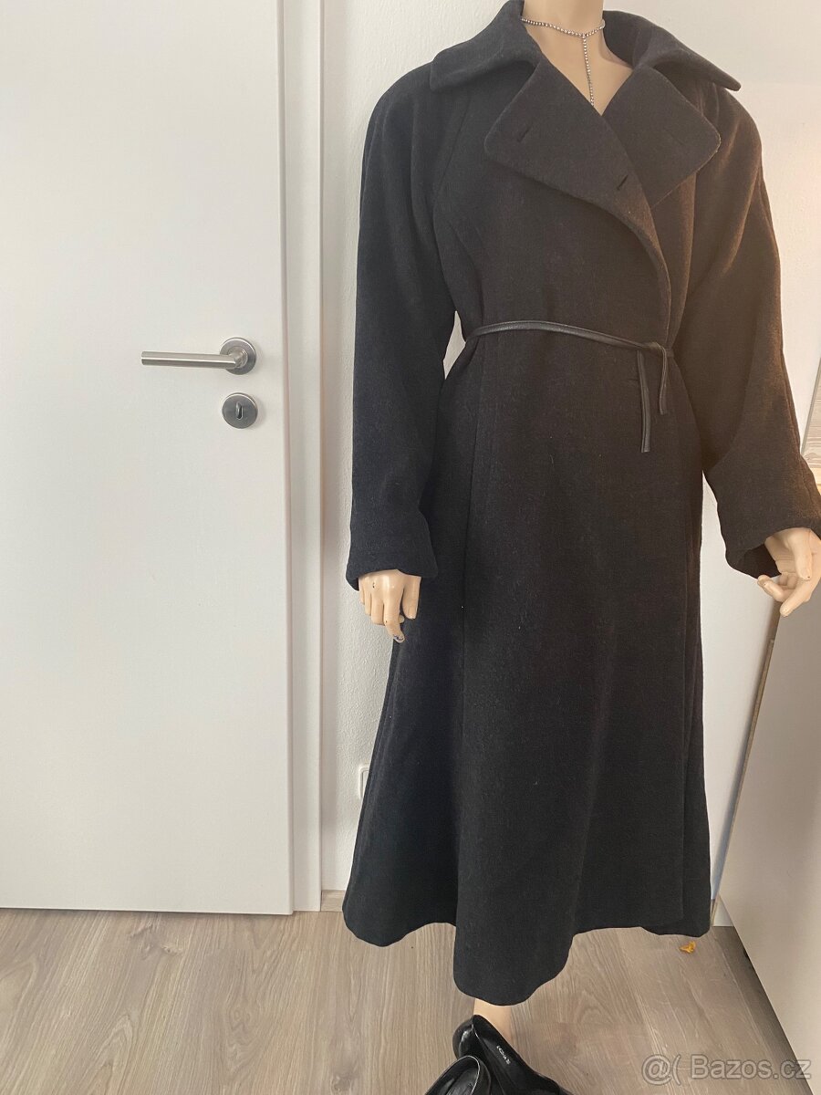 Mango kasmirovy vlneny dlouhy cerny kabat 36 - 2