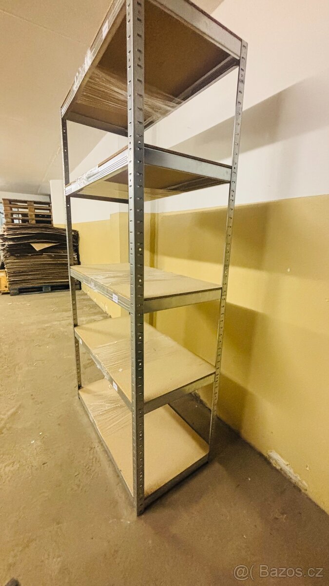 kovový regál s dřevěnými policemi - 2