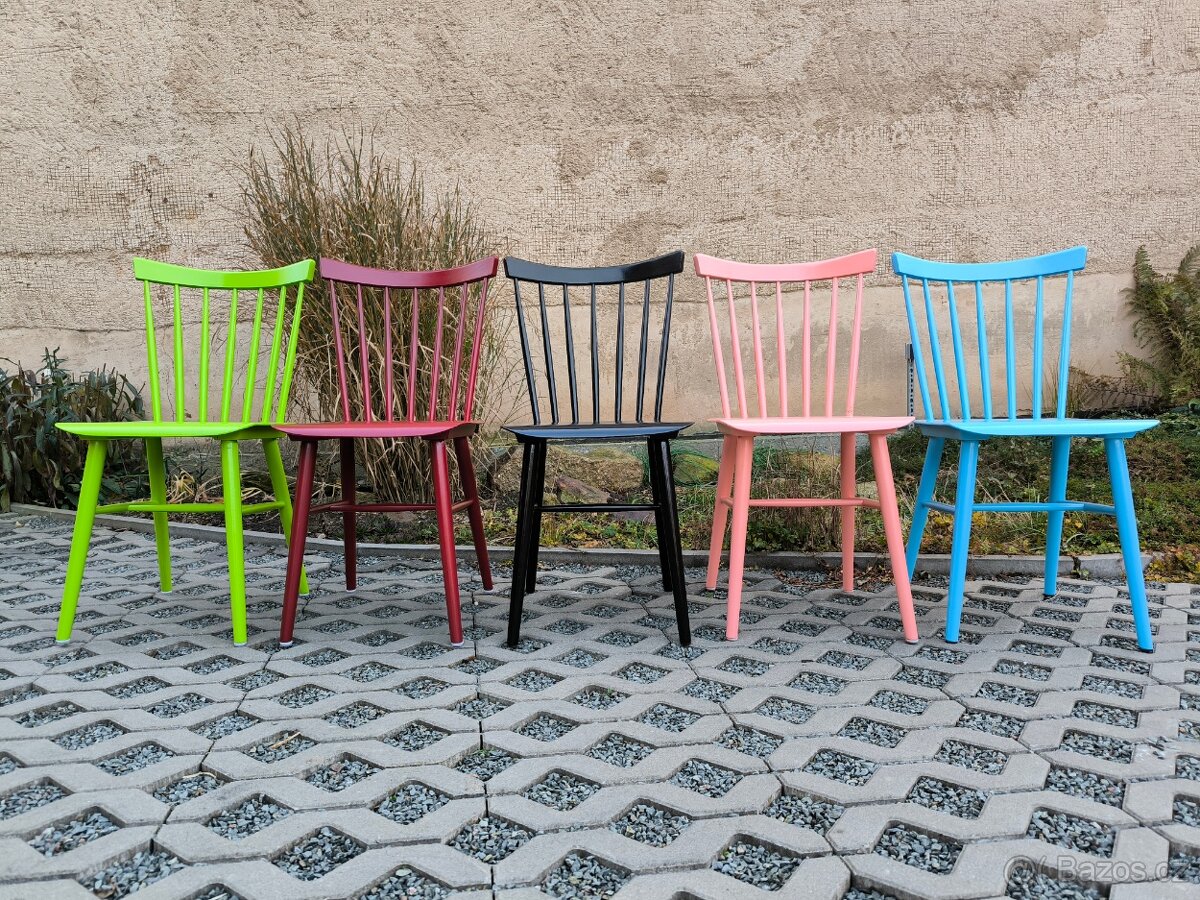 Barevné retro jídelní židle TON Ironica - 5 kusů - 2