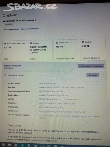 Notebook Lenovo ThinkPad T550 + dokovací stanice - 2