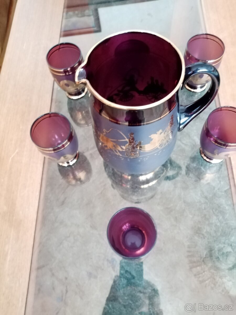 Starozitny dzban a 6 sklenicek - 2