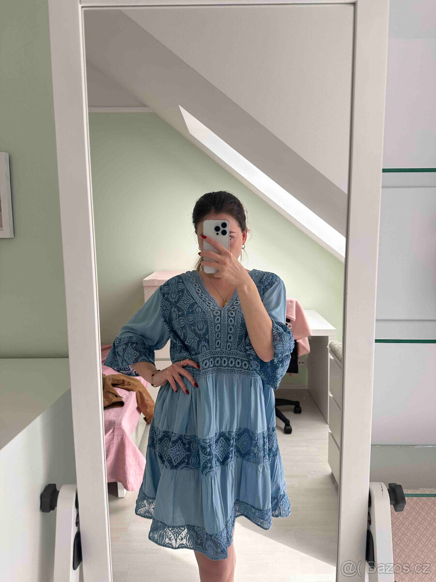 Letní modré šaty - 2
