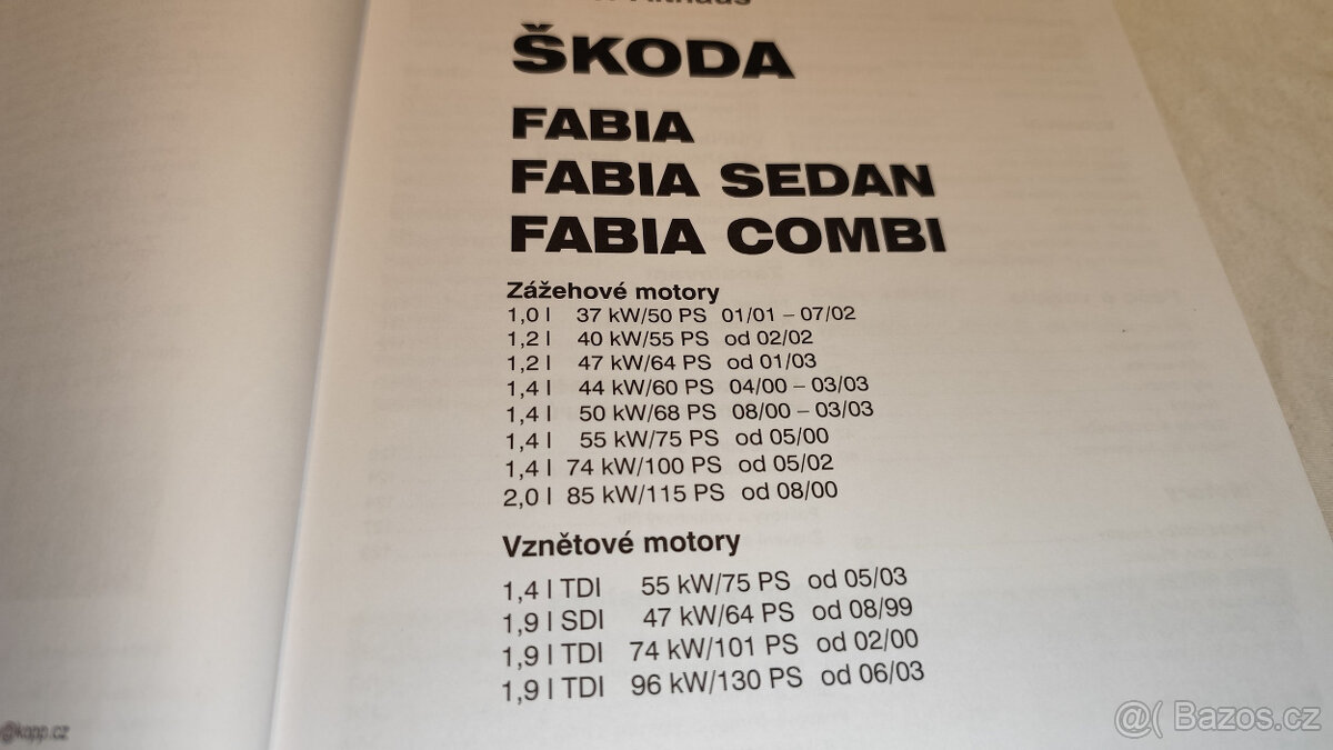 Škoda Fabia 1 - příručka na opravy a údržbu - manuál - 2