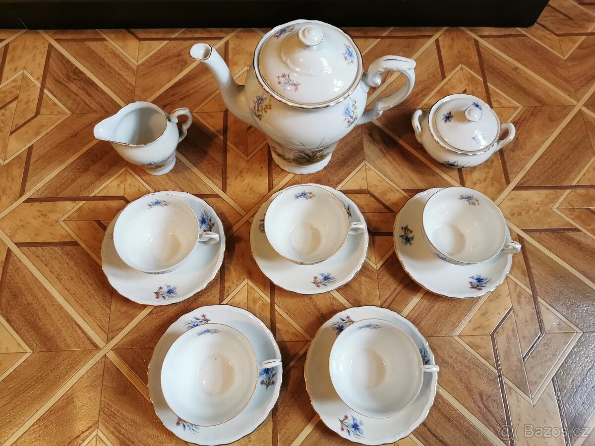 Starý kávový servis Epiag Loket s květinovým motivem - 2