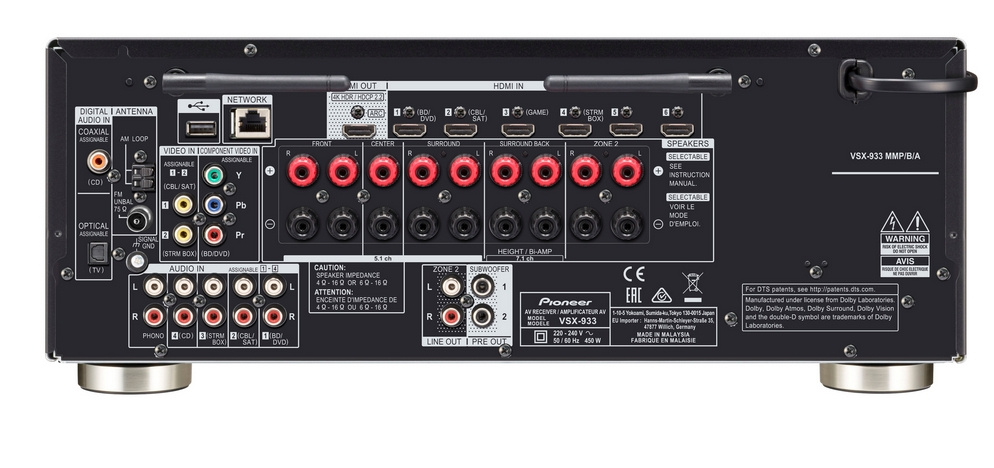 7.2 AV Receiver Pioneer VSX-933-B černý, ATMOS, Wi-FI, USB - 2