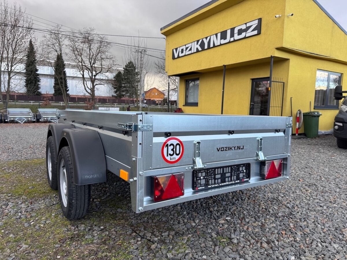 Přívěsný vozík dvouosý 252x130cm, 750kg, sklopný, 130km/h - 2