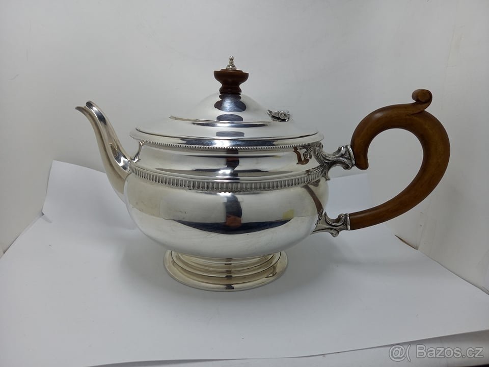 Starožitná stříbrná konvice s cukřenkou, investiční - 2