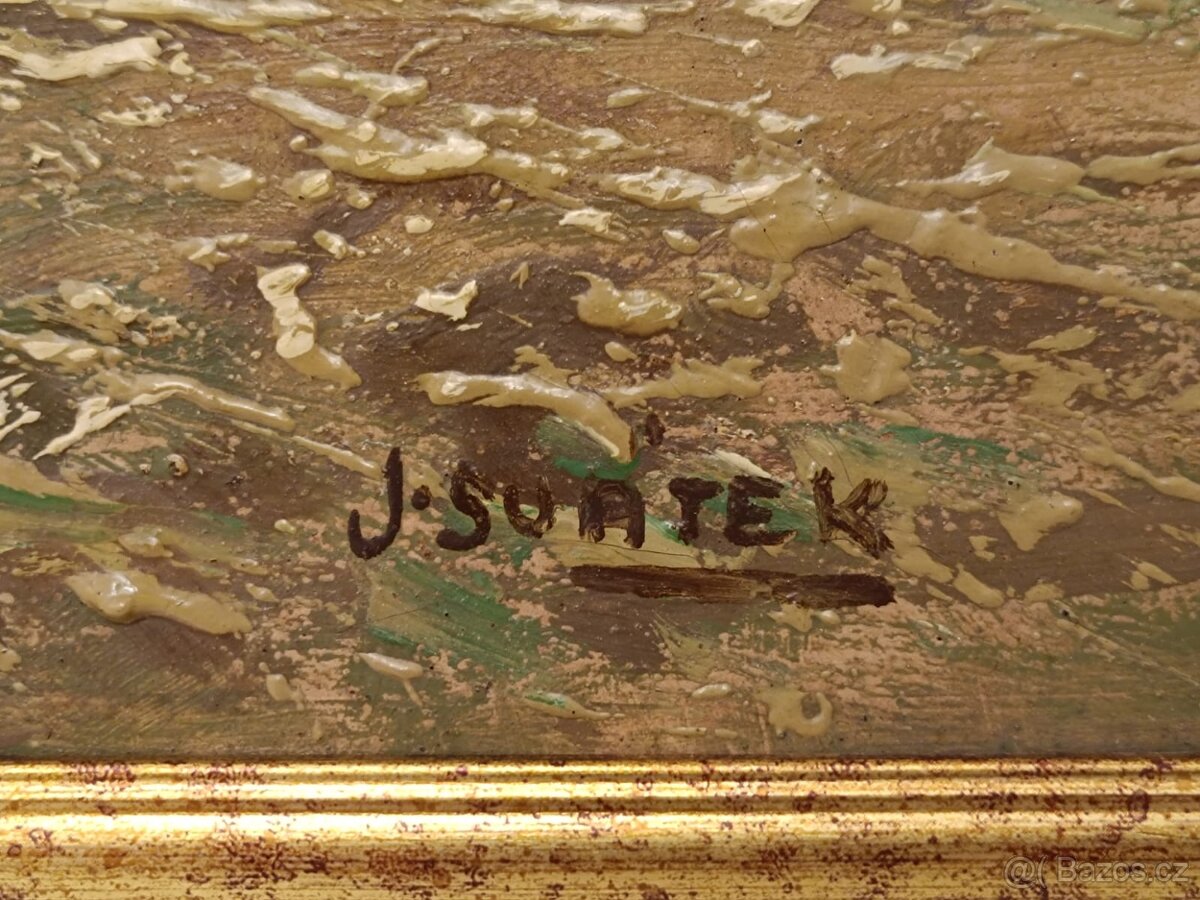 Obraz J.Svátek, žně na Šumavě, olej 62x75 - 2