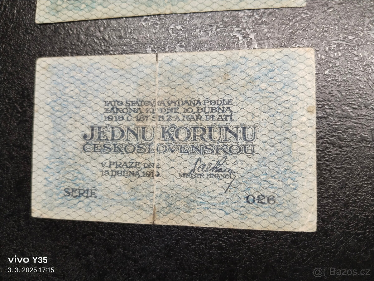 Bankovky Českoslovenko 1919 1.republika - 2