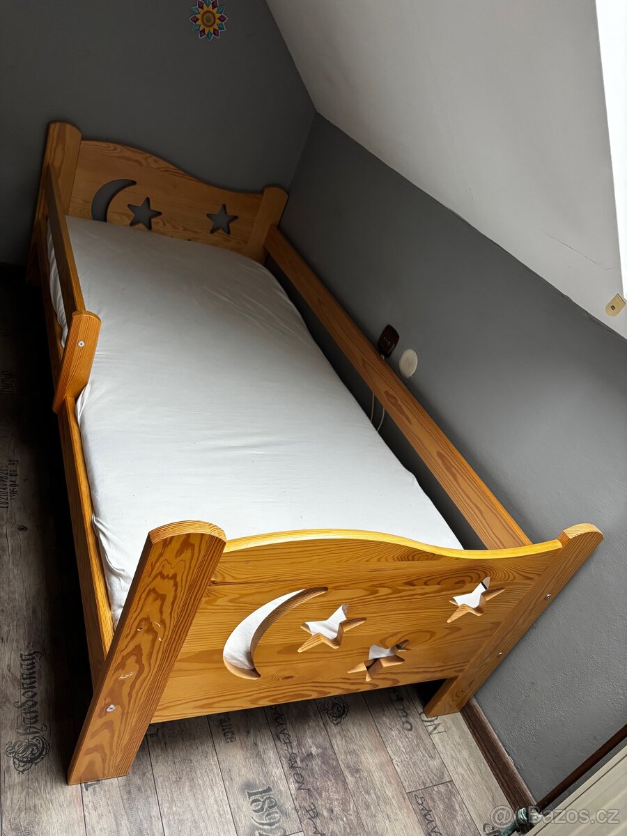 Dětská postel se zábranou + rošt + matrace - 2