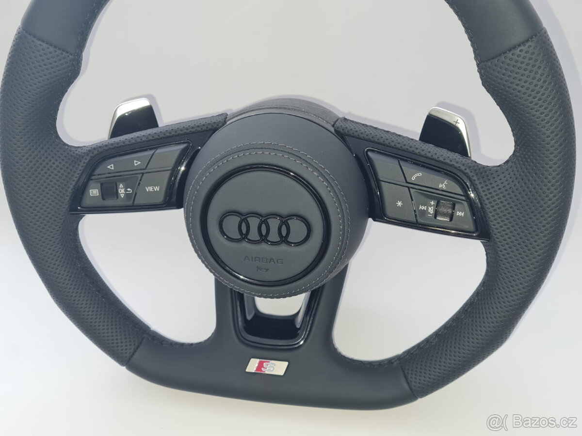 AUDI KOŽENÝ EXCLUSIVE VOLANT + AIRBAG + F1 PADLA CIERNA NITK - 2