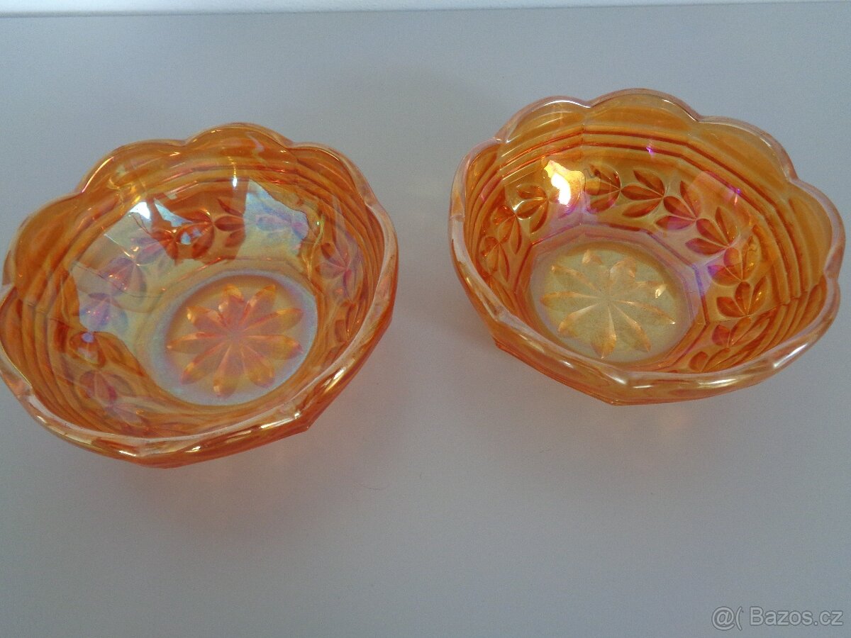 2 oranžové skleněné misky - 2