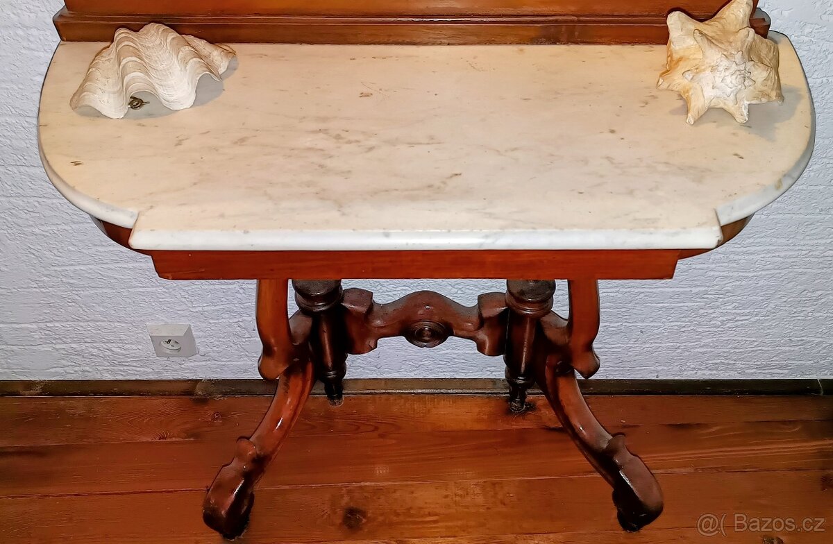 Nádherný toalet. stolek se zrcadlem a mram. deskou - 2