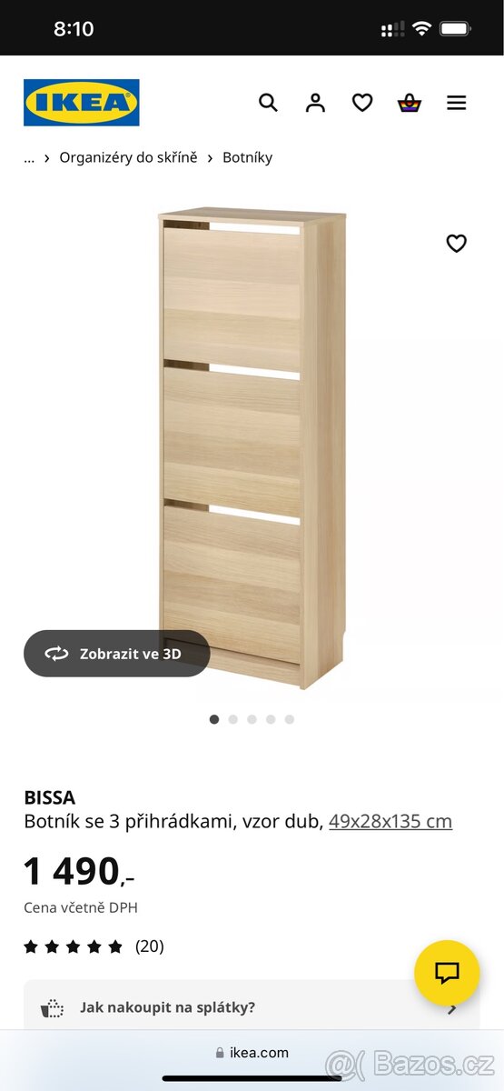 Botník se 3 přihrádkami, IKEA BISSA - 2