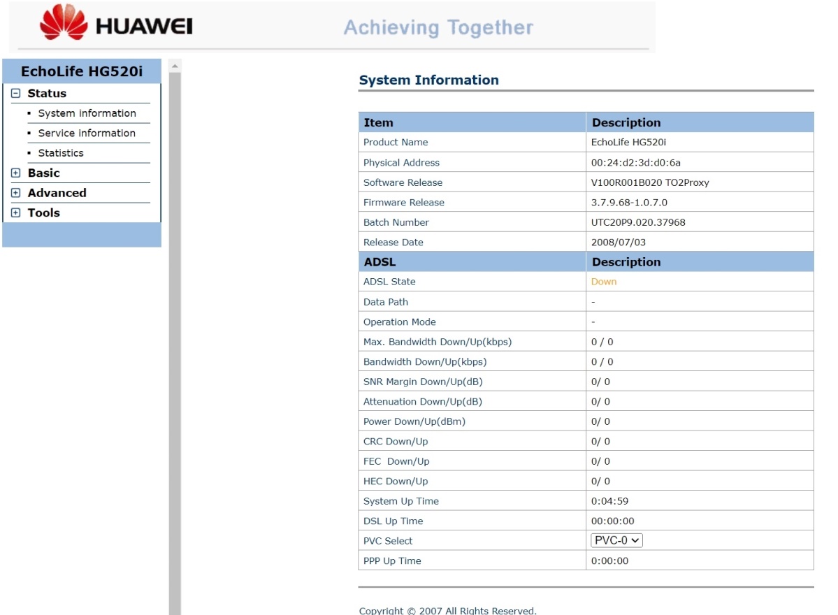 Wifi ADSL modem a router Huawei Echolife HG520i - 2