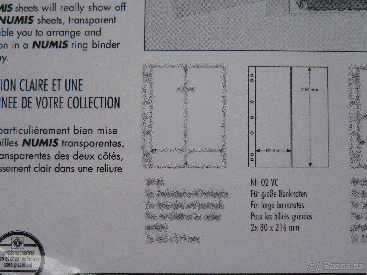 Náhradní listy na bankovky NUMIS NH02VC, albumy, desky - 2