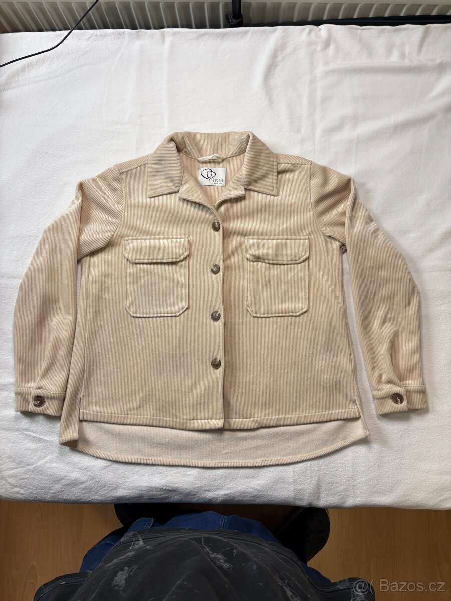 Béžová manšestrová košile TONI | Shacket | elastická | vel. - 2