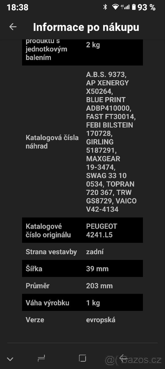 Brzdové čelisti Peugeot 206 - 2