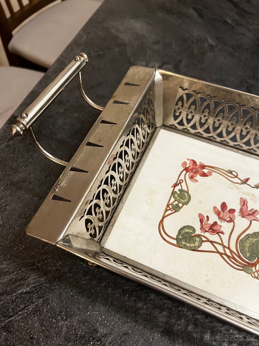 Vintage kovový podnos (antikvariát) - 2