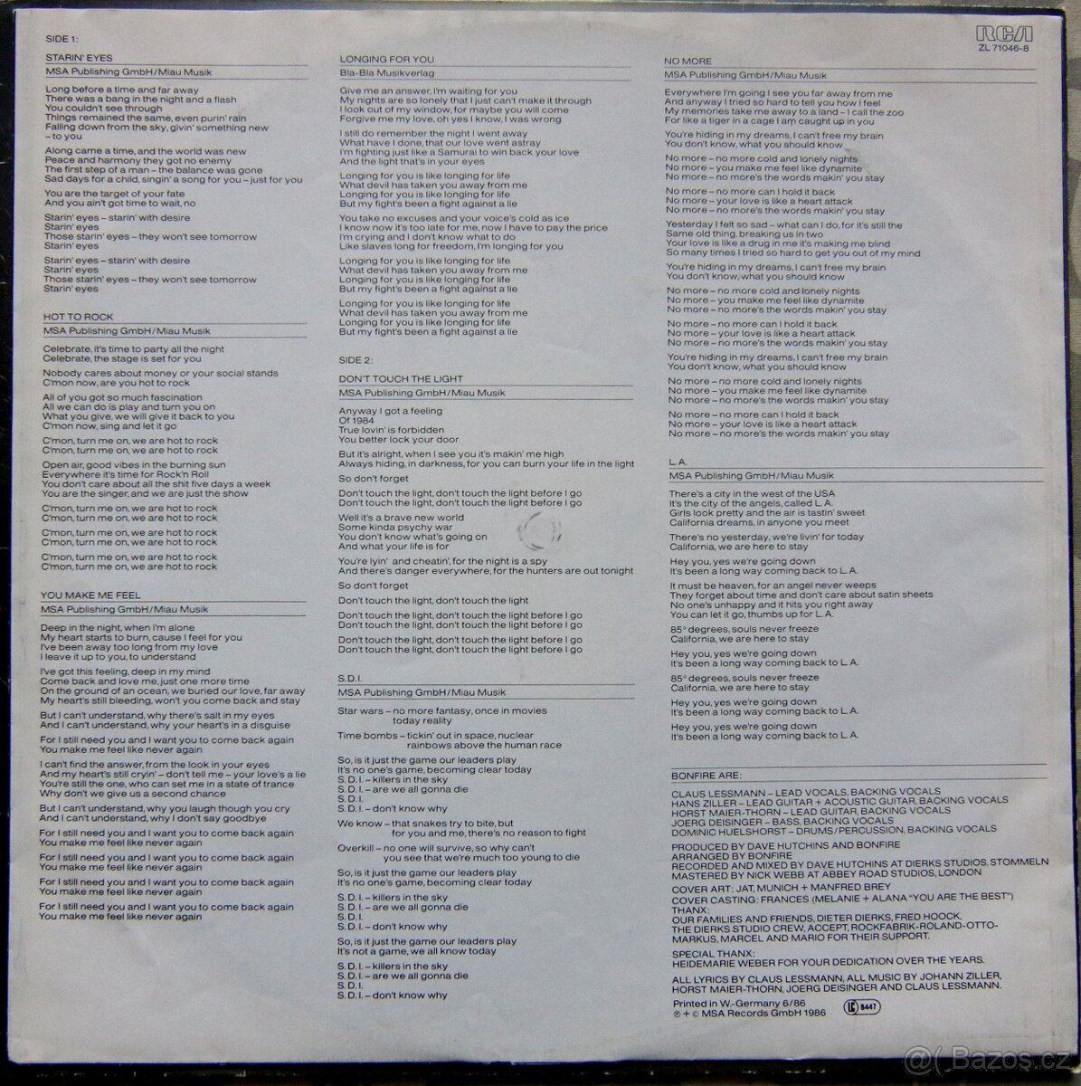 LP deska - Bonfire - Don't Touch the Light - 2