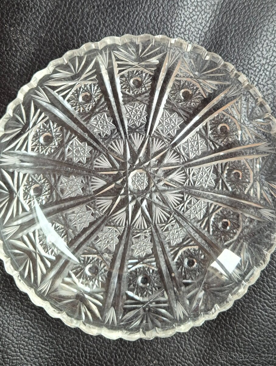 Krásná skleněná ručně broušená miska olovnatý křišťal - 2